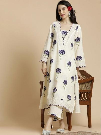 Jaipuri A-line stitched kurti material wholesale
